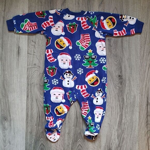 New The Children's Place 0-3 Months Christmas Fleece‎ Footed One Piece Pajama - Picture 4 of 7